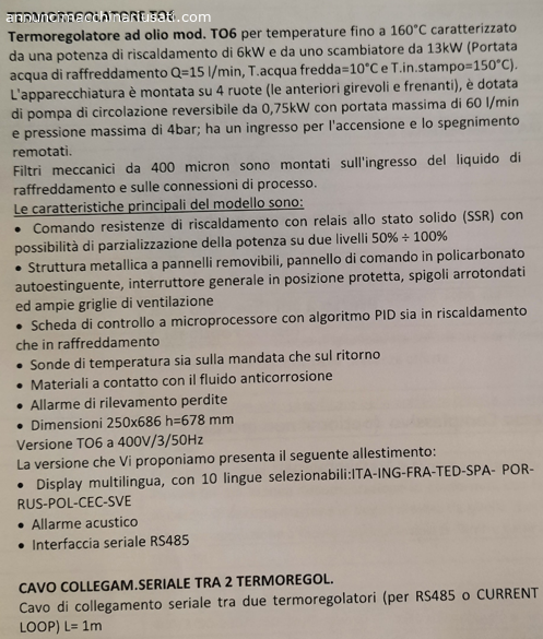 STOCK OIL-BASED THERMOREGULATORS 6KW 160°C