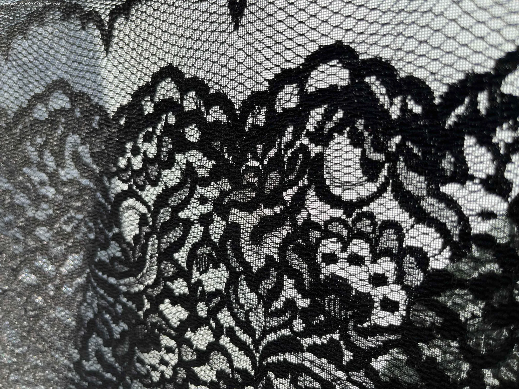 Stock of black synthetic lace for footwear and leather goods