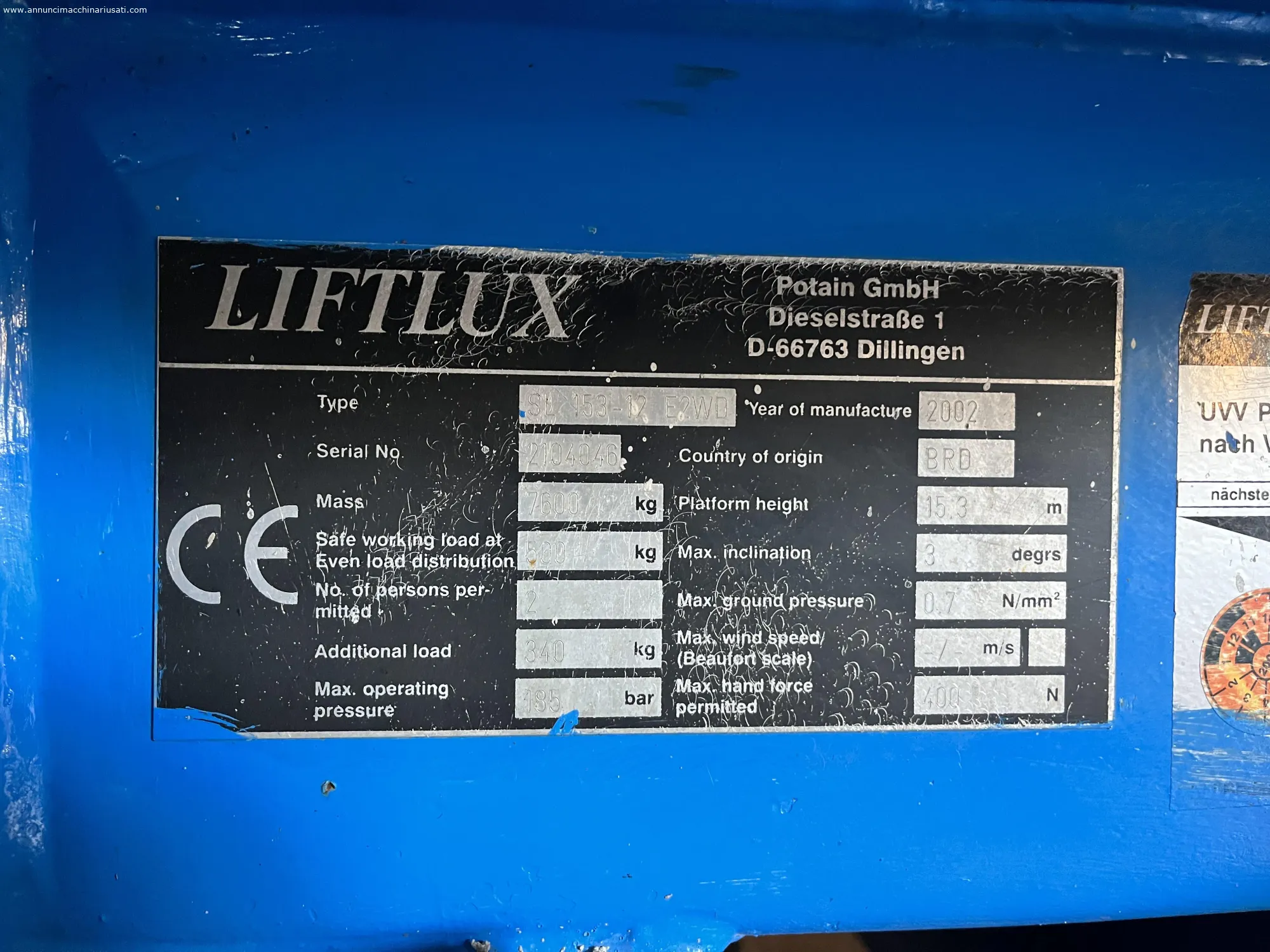 Piattaforma a pantografo altezza 15 mt